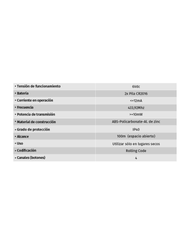 MANDO EMISOR 4 CANALES FALK CROMO