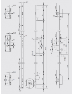 CERRADURA LEVI 888 PLUS TOP 15x35 1600 mm 3 PUNTOS (2710011) 2