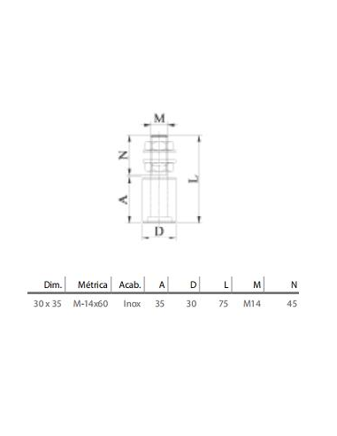RODILLO NYLON 30 INOX C/TORNILLO DESMONTABLE