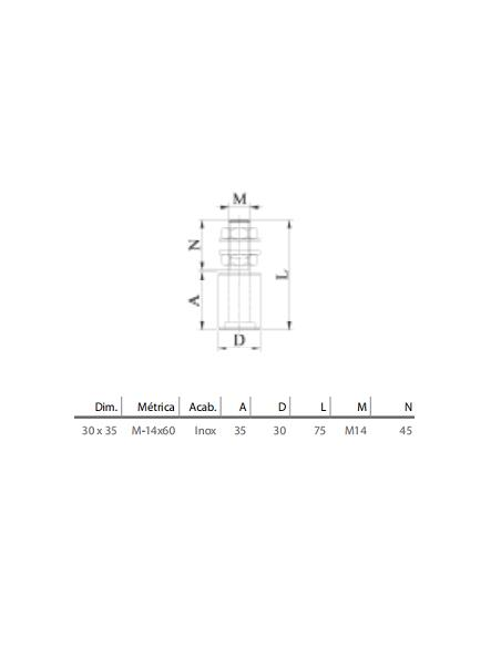 RODILLO NYLON 30 INOX C/TORNILLO DESMONTABLE