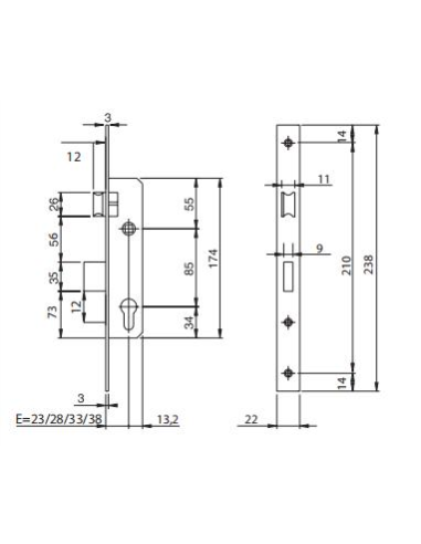 CERRADURA E-23 1984 ISEO INOX (I741140232)
