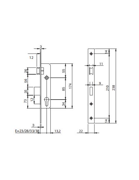 CERRADURA E-33 1984 ISEO INOX (I741140332)