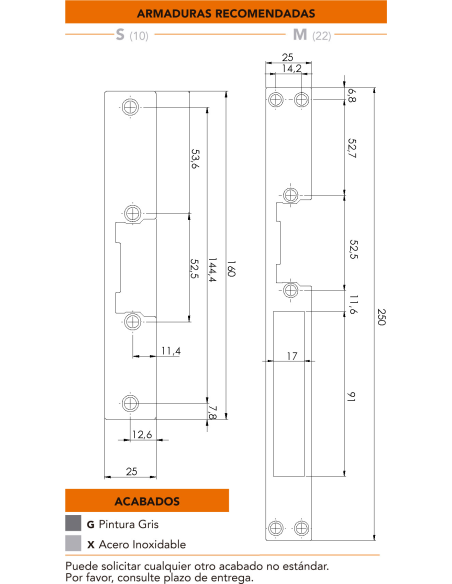COQUETA ELECTRICA LARGA INOX C/ CERRADERO ARMADURA M22
