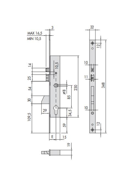 CERRADURA ELEC EMBUTIR-35 CISA SIN BOMBILLO 16215.35.0