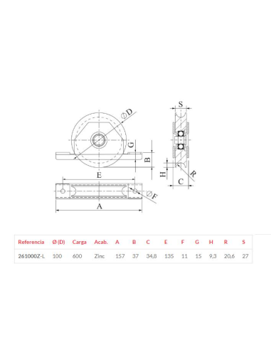 POLEA 100X27 R20 C/SOPORTE (PM100CS)