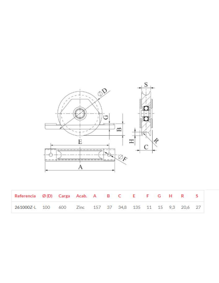 POLEA 100X27 R20 C/SOPORTE (PM100CS)
