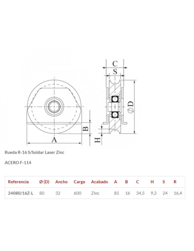 POLEA 80X26 R20 C/ SOPORTE DE SOLDAR...