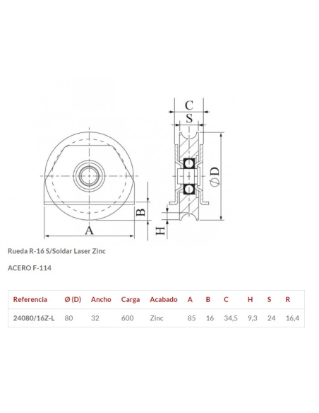 POLEA 80X26 R20 C/ SOPORTE DE SOLDAR COMBIARIALDO (R24080B)