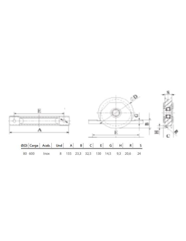 POLEA INOX 80X27 R20+SOP ATORN. INOX