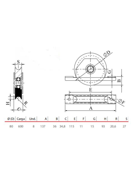 POLEA 80X27 R20 C/SOP ATORNILLAR (R26080Z)