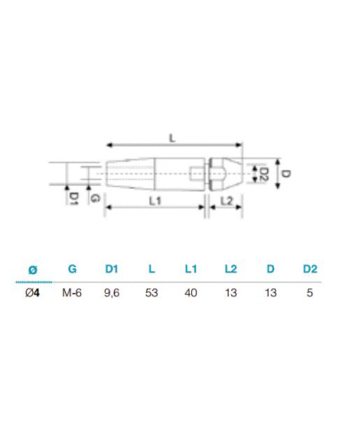 TERMINAL APRIETA RAPIDO ROSCA INT M6 C4 DCH/IZQ...