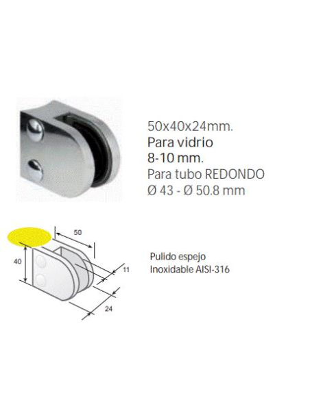 PINZA INOX 5003-E 4495 MEDIA LUNA P/TUBO BRILLO V8-10MM