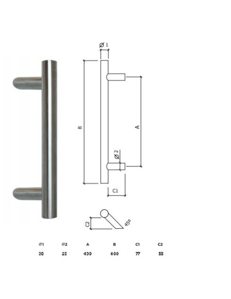 MANILLON  DESPLAZADO SIMPLE INOX 810 400/300 DE Ø30