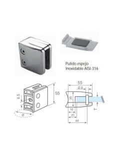 PINZA INOX 316 BRILLO 5023 BASE PLANA CUADRADA...