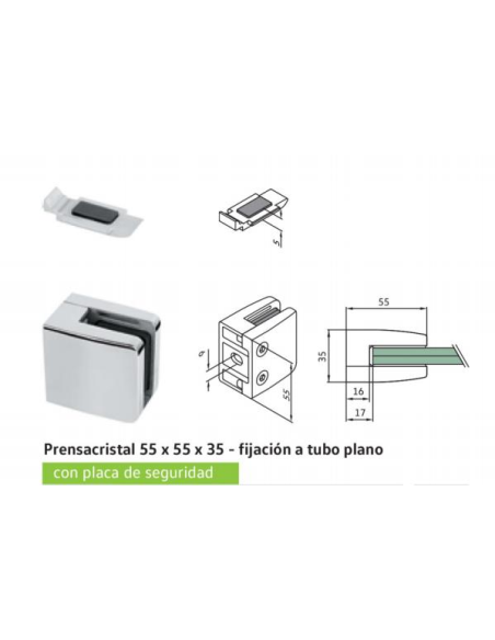 PINZA INOX 316 CON PL.SEGU CUADRADA PARA TUBO V.12 TUBIX 5020