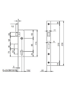 CERRADURA E-23 1984 ISEO INOX (I741140232) BOMBILLO 30X40 2